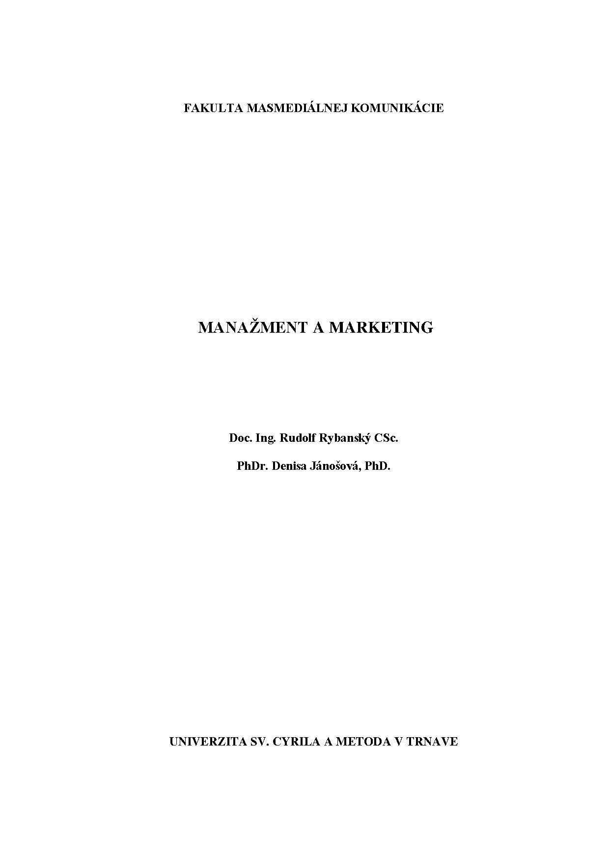 Manažment a marketing 