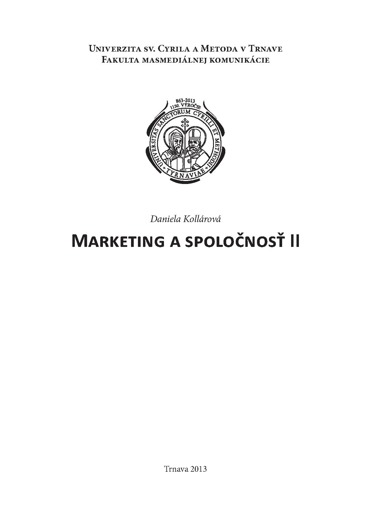 Marketing a spoločnosť II
